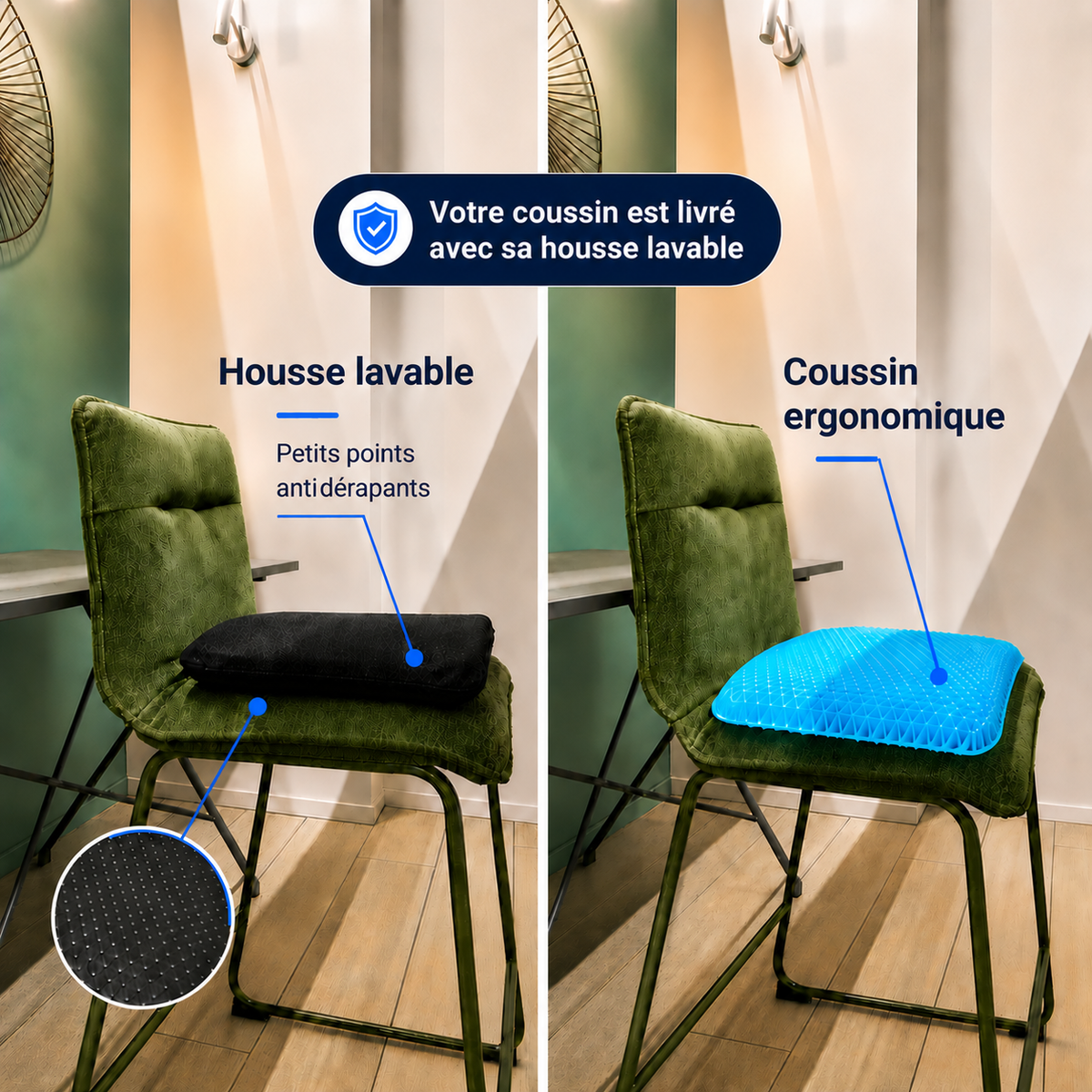 Coussin Ergonomique Gel ORTHO+ – Confort et soutien du coccyx