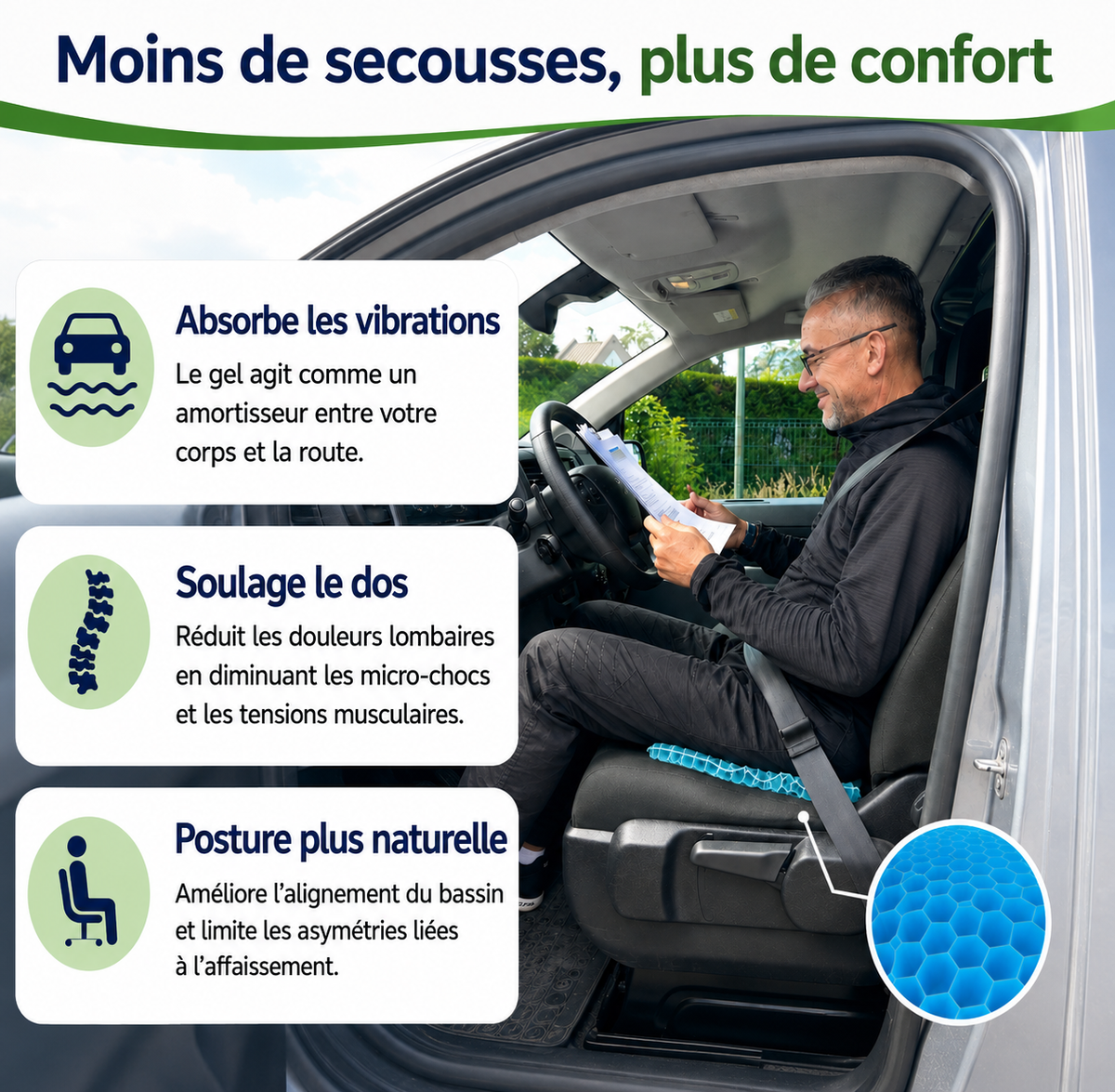 Coussin Ergonomique Gel ORTHO+ – Confort et soutien du coccyx