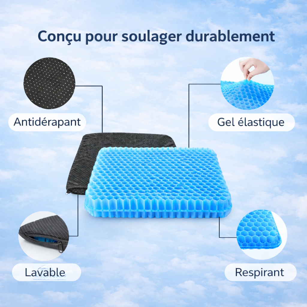 Coussin Ergonomique Gel ORTHO+ – Confort et soutien du coccyx