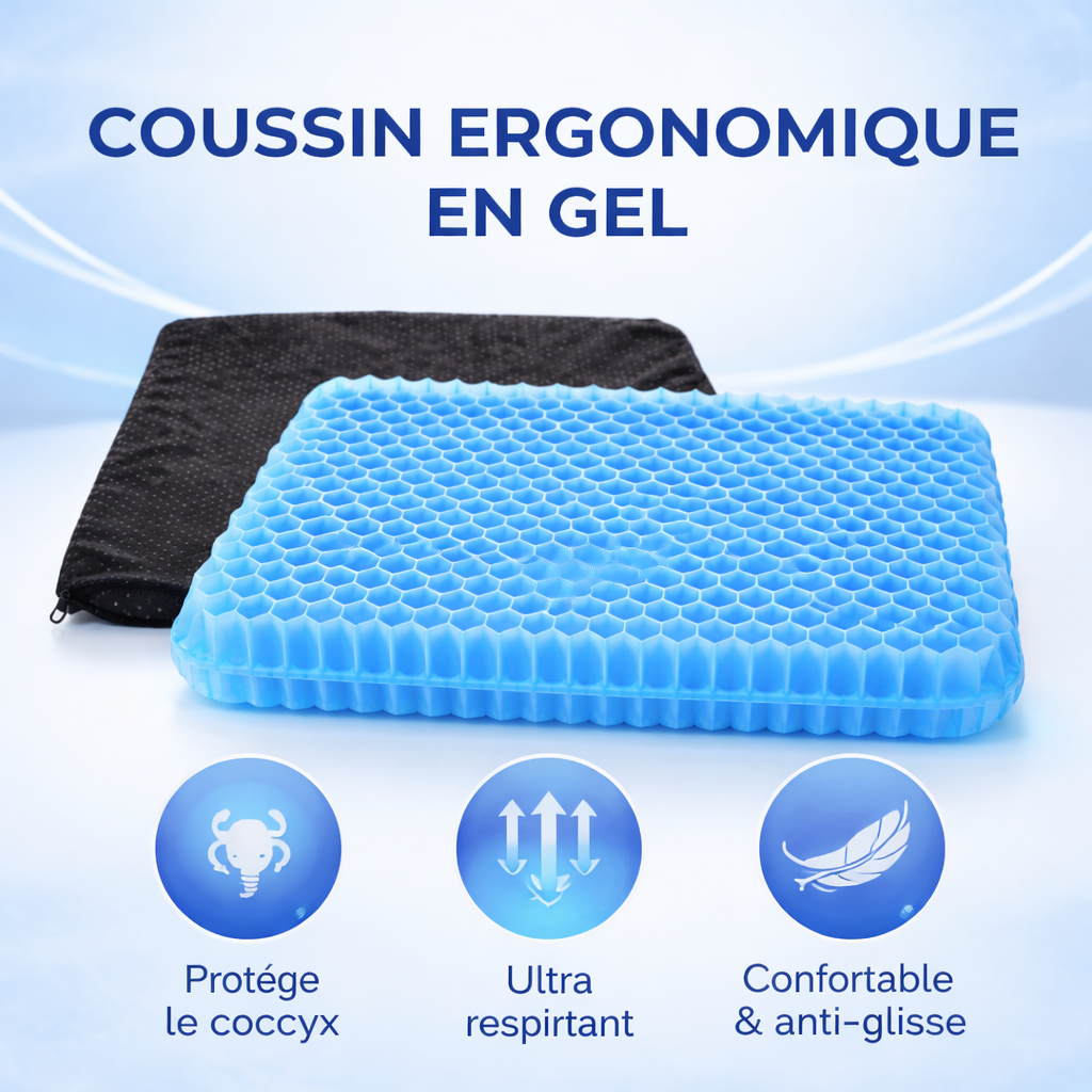 Coussin Ergonomique Gel ORTHO+ – Confort et soutien du coccyx
