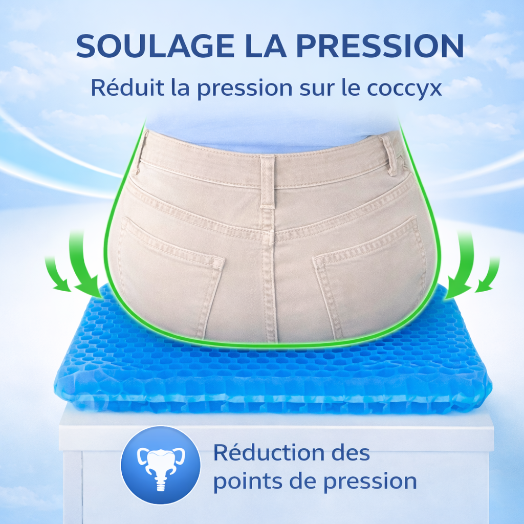 Coussin Ergonomique Gel ORTHO+ – Confort et soutien du coccyx